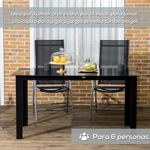 Mesa de Exterior Rectangular con Marco de Aluminio y Encimera