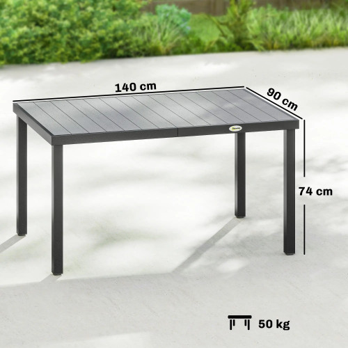 6-Person Garden Dining Table with Slatted Top and Steel Frame