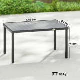 6-Person Garden Dining Table with Slatted Top and Steel Frame