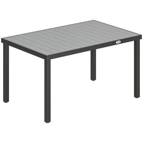 6-Person Garden Dining Table with Slatted Top and Steel Frame