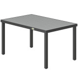 6-Person Garden Dining Table with Slatted Top and Steel Frame