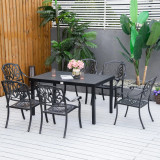 Rectangular Garden Table for 6 People, Outdoor Dining Table