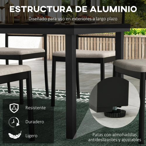 Rectangular Garden Table for 6 People, Outdoor Dining Table