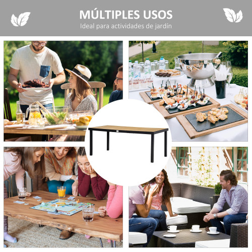 Rectangular Garden Table for 6 People, Outdoor Dining Table