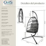 !! New Model!! Black and Dark Gray Hanging Chair Home GMS Shop
