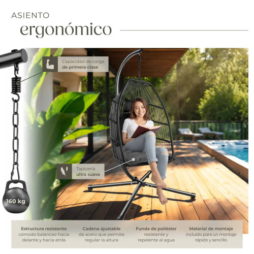 !! New Model!! Black and Dark Gray Hanging Chair Home GMS Shop