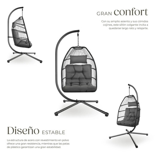 !! New Model!! Black and Dark Gray Hanging Chair Home GMS Shop