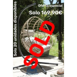 Hanging chair made of steel and synthetic rattan. 