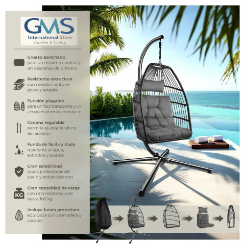 !! New Model!! Black and Dark Gray Hanging Chair Garden Chairs