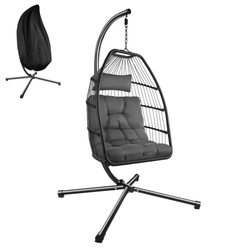 !! New Model!! Black and Dark Gray Hanging Chair Garden Chairs