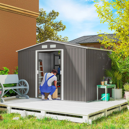 Garden Shed 277x195x192 cm in Grey Garden Shed GMS Shop