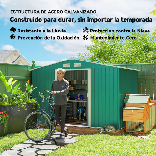 Garden Shed 277x195x192 cm in Dark Green Garden Shed GMS Shop