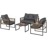 4-Piece Garden Set with Sofa, Armchairs, and Coffee Table in