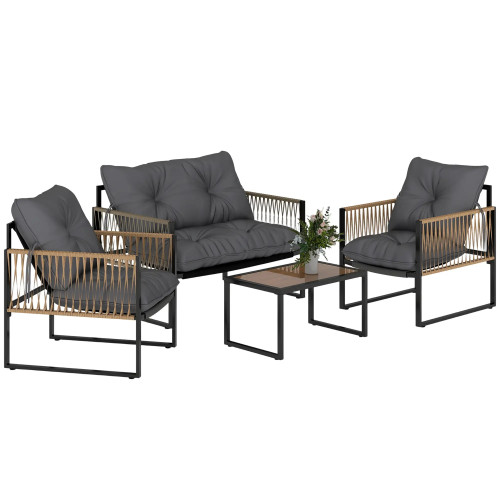 4-Piece Garden Set with Sofa, Armchairs, and Coffee Table in