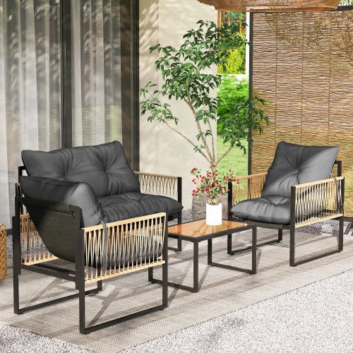 4-Piece Garden Set with Sofa, Armchairs, and Coffee Table in