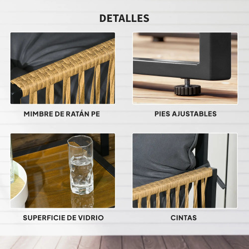 4-Piece Garden Set with Sofa, Armchairs, and Coffee Table in