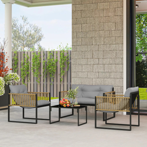 4-Piece Garden Set with Sofa, Armchairs, and Coffee Table in
