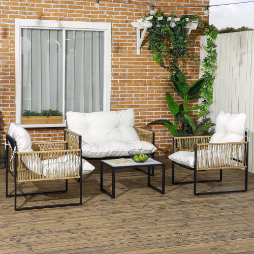 4-Piece Garden Set with Sofa, Armchairs, and Coffee Table in