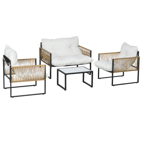 4-Piece Garden Set with Sofa, Armchairs, and Coffee Table in