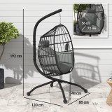 Hanging Chair with Folding Basket, Cushion, and Headrest Home