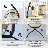 Hanging Chair with Folding Basket, Cushion, and Headrest Home