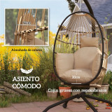 Hanging Chair with Folding Basket, Cushion, and Headrest Home
