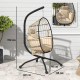 Hanging Chair with Folding Basket, Cushion, and Headrest Home
