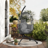 Hanging Chair with Folding Basket, Cushion, and Headrest Home