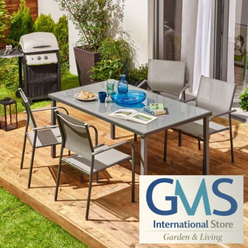 Mesa de jardín gris 150x90x72 cm Mesas de jardín GMS Shop