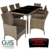 Conjunto de ratán Elegante Muebles de Jardín para 8 Personas