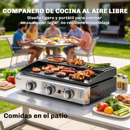 Gas Griddle with 3 Burners, 7.5 kW Home GMS Shop