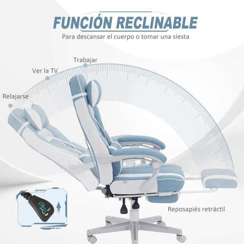 Silla Gamer Reclinable con Altura Ajustable Reposapiés