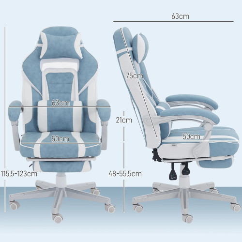Silla Gamer Reclinable con Altura Ajustable Reposapiés
