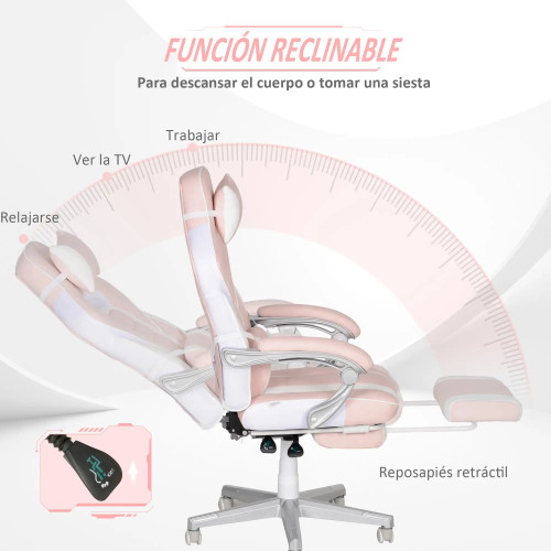 Silla Gamer Reclinable con Altura Ajustable Reposapiés