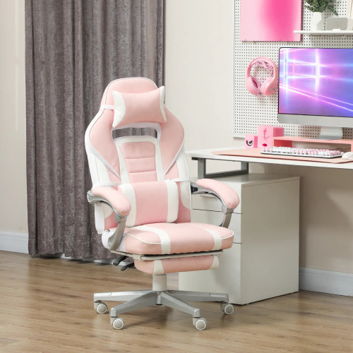 Silla Gamer Reclinable con Altura Ajustable Reposapiés