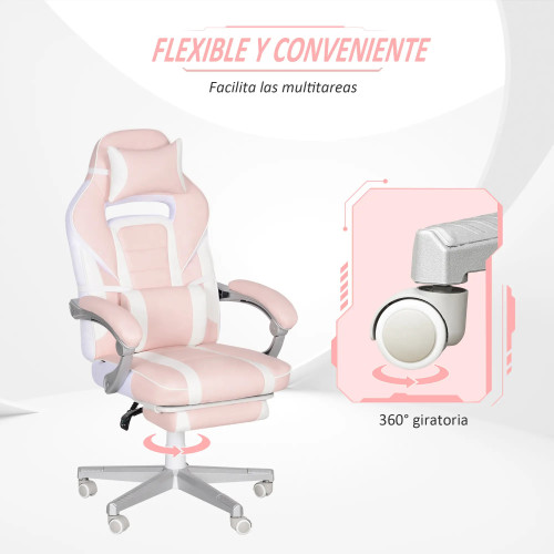Silla Gamer Reclinable con Altura Ajustable Reposapiés