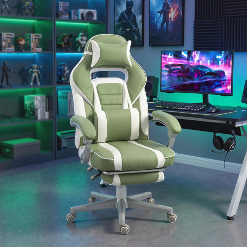 Silla Gamer Reclinable con Altura Ajustable Reposapiés