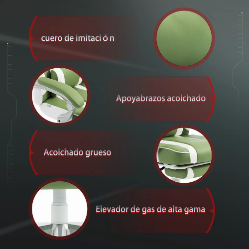 Silla Gamer Reclinable con Altura Ajustable Reposapiés