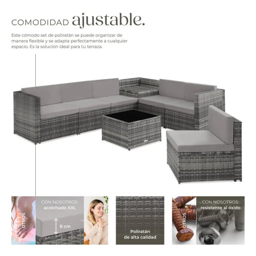 Conjunto de muebles de ratán Negro, Gris, Natural Inicio GMS