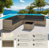 Black, Gray, Natural Rattan Furniture Set Home GMS Store