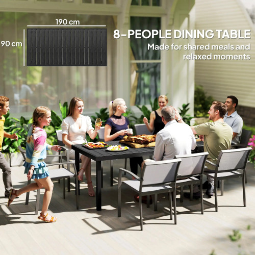 Rectangular Garden Table for 8 People, Outdoor Dining Table