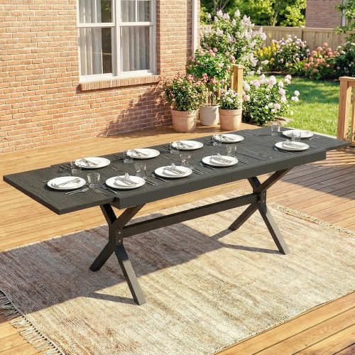 Extendable Outdoor Dining Table 154/214 cm for 8-10 People