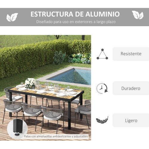 Rectangular Garden Table for 8 People, Outdoor Dining Table