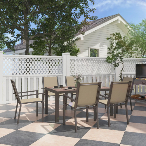 Conjunto de Mesa y 6 Sillas de Jardín con Sillas Apilables