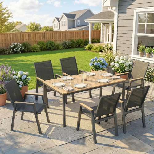 Outsunny Conjunto de Mesa y Sillas Jardín con Mesa con Tablero