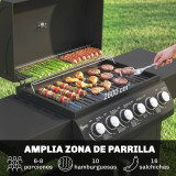Gas Barbecue with 6 Burners, 15 kW, Thermometer, Grill, Side