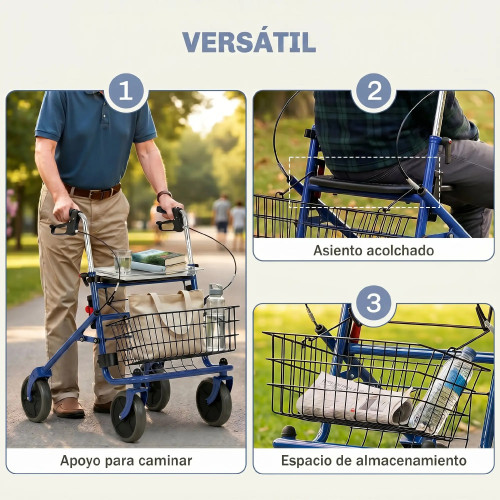 Folding Rollator Walker for Seniors with Seat – Red or Blue