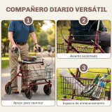 Folding Rollator Walker for Seniors with Seat – Red or Blue