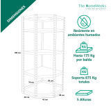 Estanterías set de 3 esquinera 15 baldas 2625kg carga