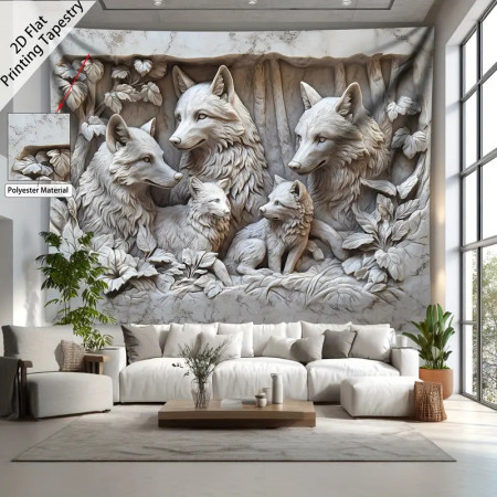 Cute wolf pack HDCute wolf2D Wall Hanging